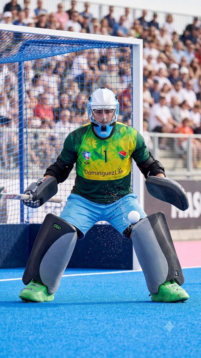 Arquero de hockey en acción